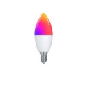 Lampada Led Matter E14, RGB+CW, Matter WIFI 2.4G TUYA, Smart Life, Apple Home, Google Home, Alexa, SmartThings, AC 90-250V, 50/60HZ, 6W, 37X106mm, IP20, MU11406