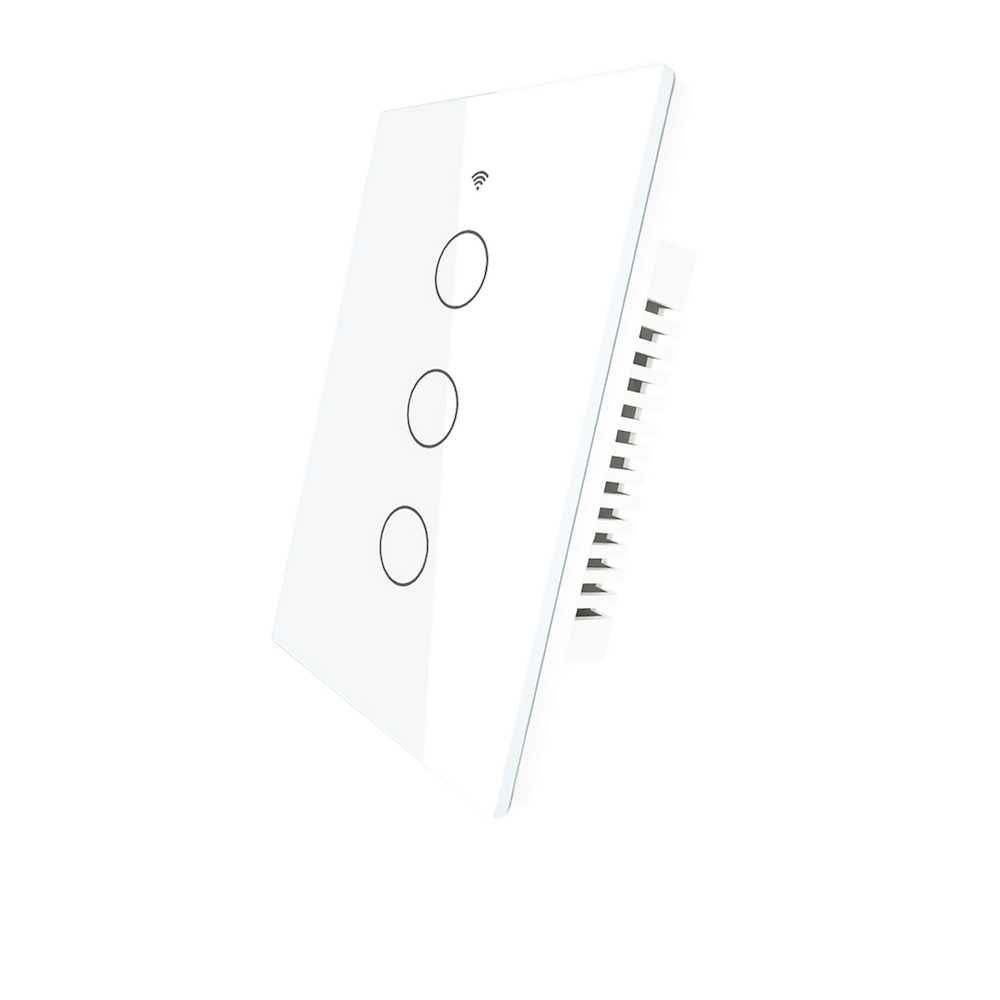 Interruttore Da Scatola 503, Touch Bianco 3 Tasti, WIFI 2.4G+BLE+RF 433MHz, Bluetooth BLE Mesh, TUYA Smart Life, 220V 10A, 120X72X38mm Per Scatola 503, IP20, SH9553W