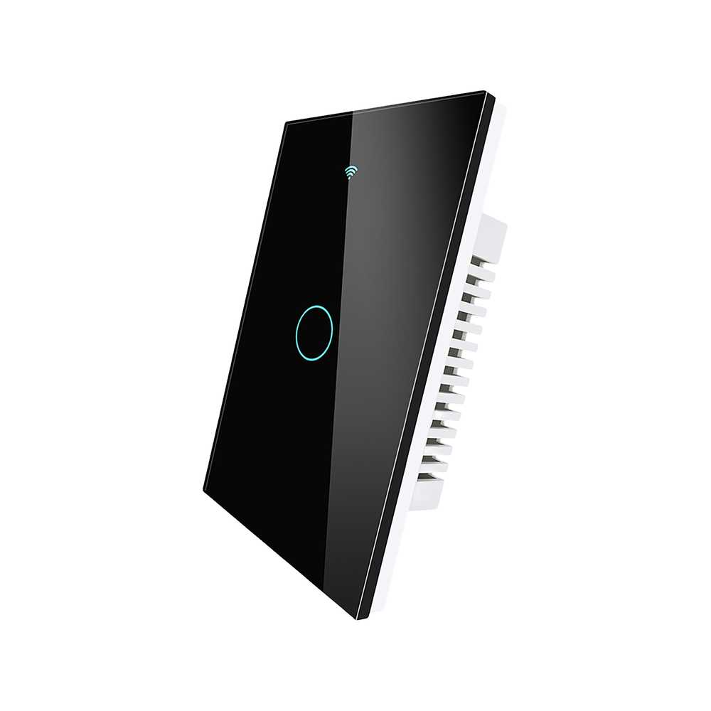 Interruttore Da Parete Touch 1 Tasto, WIFI 2.4G+BLE+RF 433MHz, Bluetooth BLE Mesh TUYA, Smart Life, 10A, AC 90-250V, 50/60HZ, 120X72X38mm Per Scatola 503, IP20, Nero, SH9551B