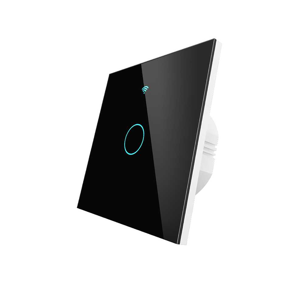 Interruttore Da Parete Touch 1 Tasto, WIFI 2.4G+BLE+RF 433MHz , Bluetooth BLE Mesh TUYA, Smart Life, 10A, AC 90-250V, 50/60HZ, 86X86X30mm Per Scatola 502, IP20, Nero, SH9441B