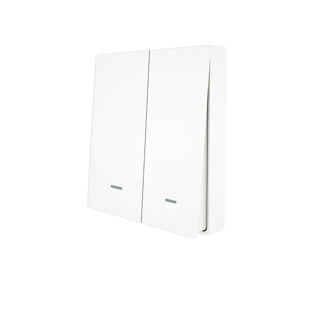Telecomando Interruttore 2 Tasti, RF 433MHz, TUYA, Smart Life, 3V Con Pile CR2032 (non incluse), 86X86X16mm, IP20, SH4492