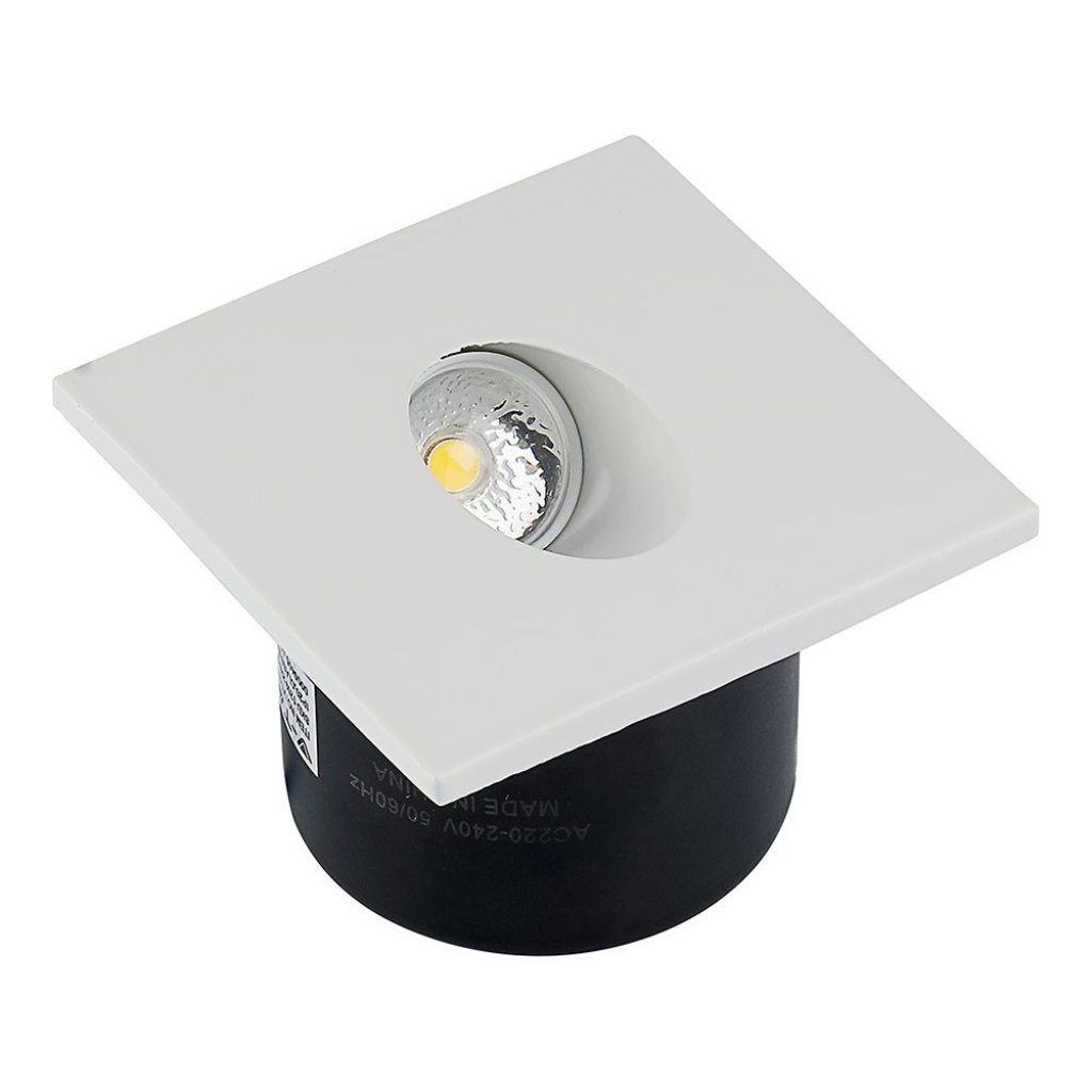 Faretto LED Segnapasso Quadrato Montaggio a Incasso 3W Colore Bianco 4000K IP20 SKU-211210