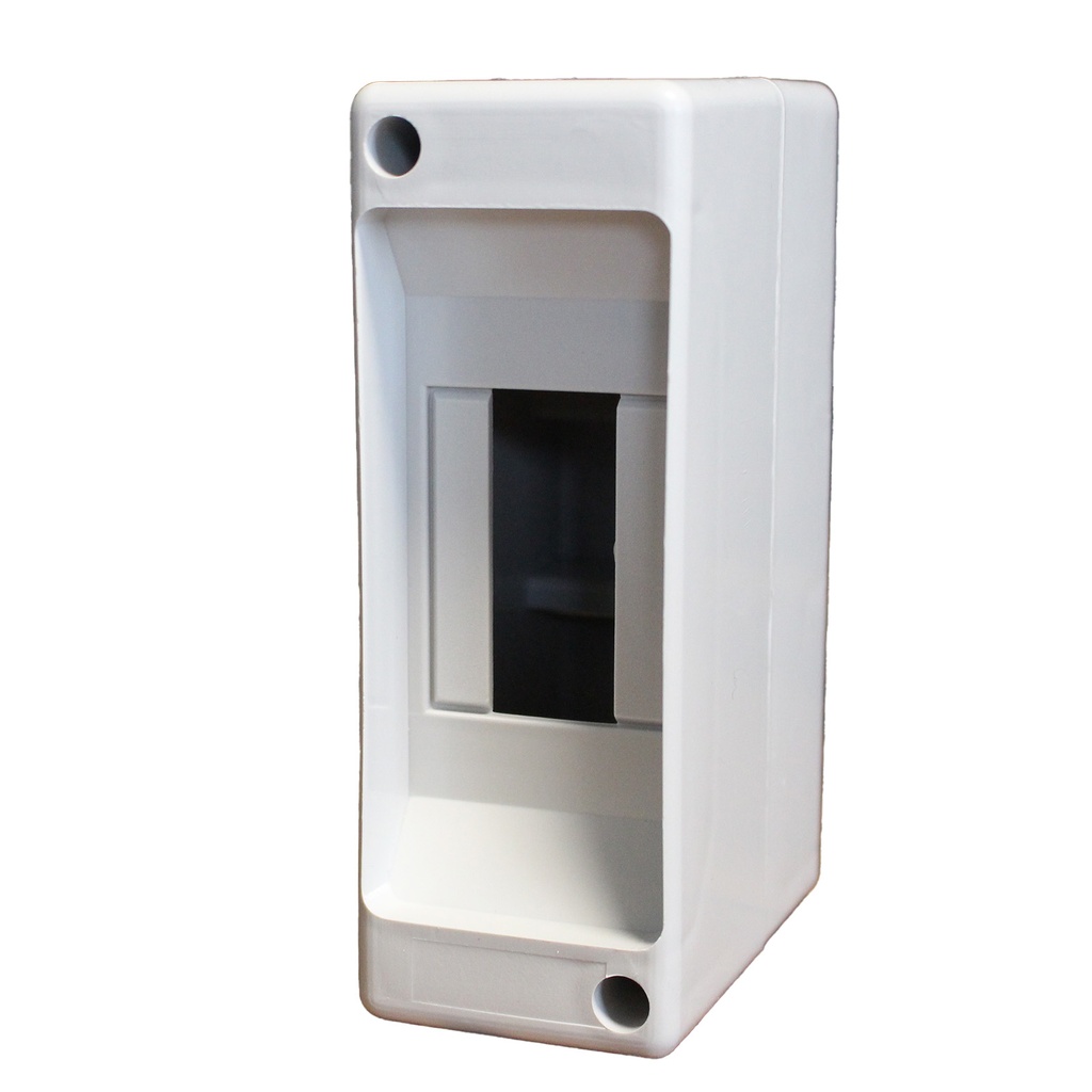 MeanWell Centralino da parete con binario DIN stampato su base, 2 moduli, 130x45x86 mm, grigio RAL 7035, IP40, ideale per installazioni elettriche interne