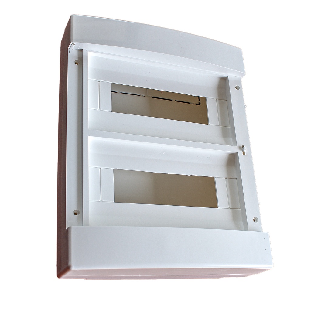 Centralino da parete senza portello 24 moduli, grigio RAL 7035, 250x340x95 mm, IP40, ideale per installazioni elettriche interne