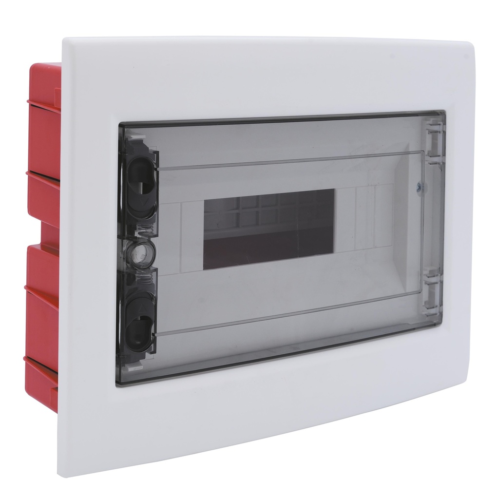 MeanWell centralino da incasso 12 moduli con portello fumé e telaio estraibile, bianco, 330x255x80 mm, ideale per installazioni elettriche domestiche e professionali