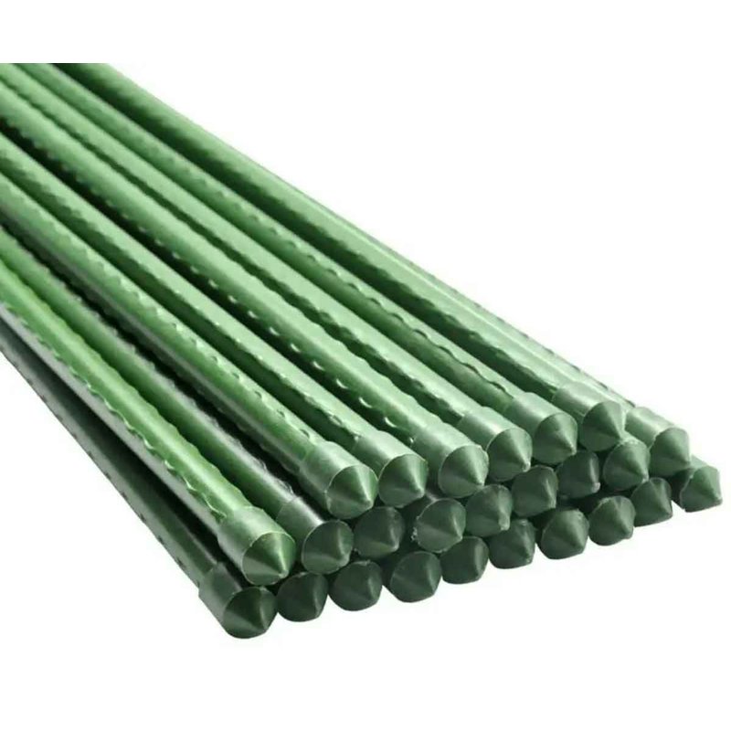 Set 10 Tutori Piante 0,8x55 cm Acciaio Plastificato Verde