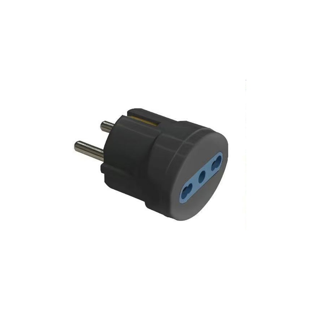 [AP83038] Adattatore Spina Elettrica 2P+T 16A Schuko con 1 Presa Bipasso 2P+T 10A/16A 250V Max 1500W Nero