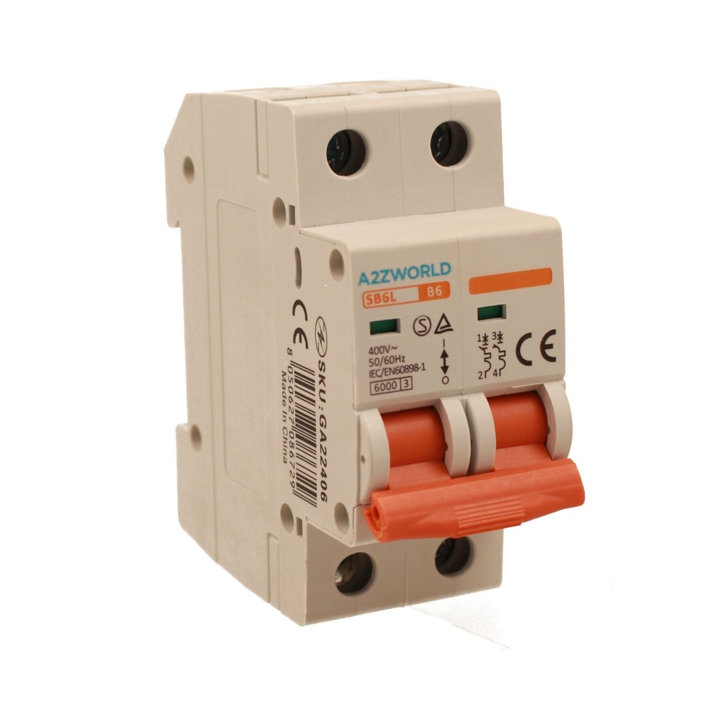 MCB Interruttore Magnetotermico Automatico Curva B 2P 2M 6000A B6A AC 400V IP20 SB6L