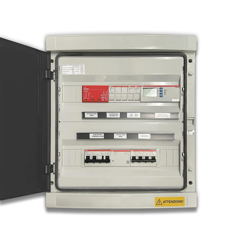 Quadro AC Trifase 20kW - 32A 400V - IP65 36 Moduli con Interruttore Magnetotermico Differenziale + Scaricatore + Entra/Esci + Sgancio + Portafusibili ABB / DEHN  QACT20