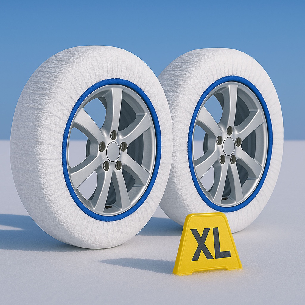 [CN02015] Calze Da Neve per Auto Omologate EN 16662-1 Modello Bianco Standard Misura XL