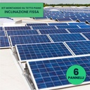 Kit Struttura in Alluminio per montaggio 6 Pannelli Fotovoltaici 35mm per installazione su Tetto Piano con Inclinazione Fissa Quantità Moduli KST-6PF 