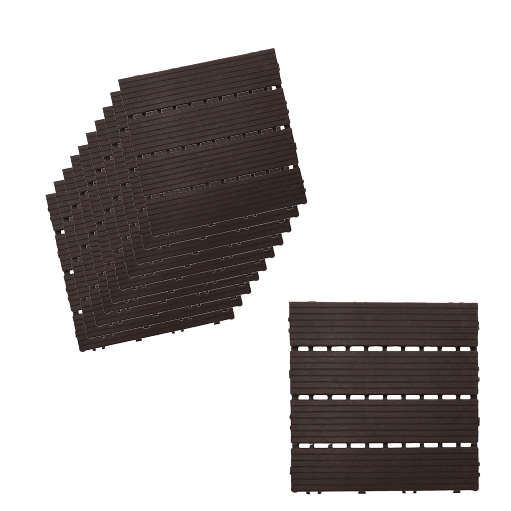 [AG707442] Set 10 Piastrelle PVC Giardino 30x30x2 cm Nero Caffè