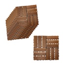 10 Pezzi Piastrelle Legno da Giardino, 30X30X2.3cm, Pavimento Esterno In WPC, Colore Legno Scuro Da 12 Listelli, Totale 0.9 m²