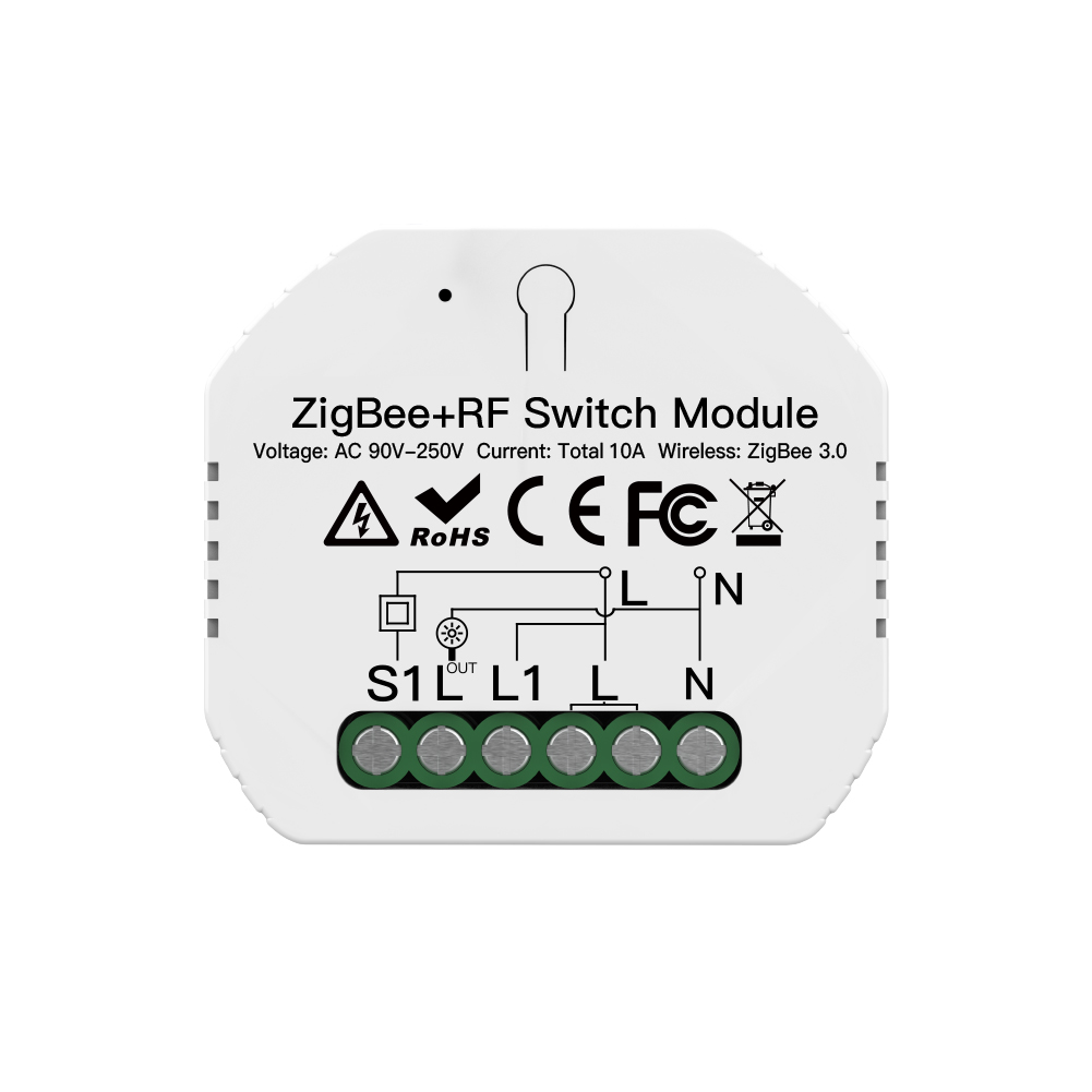 MeanWell Interruttore Smart ZigBee RF433 2 In 1 ZigBee, RF 433MHz TUYA, Smart Life 10A AC 90-250V 50/60HZ 2200W   IP20