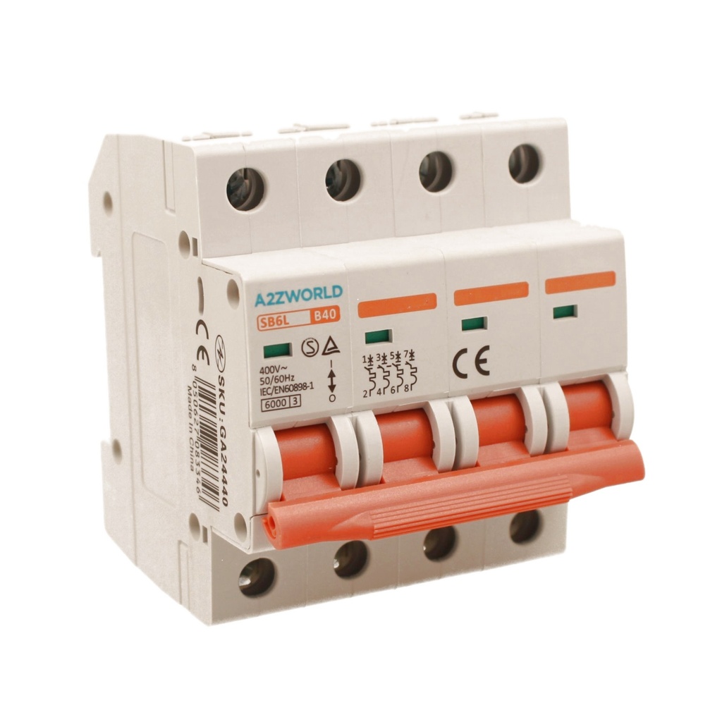 MCB Interruttore Magnetotermico Automatico Curva B 4P 4M 6000A B40A AC 400V IP20 SB6L
