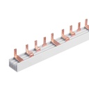 Pettine di Distribuzione Busbar Modulari, 4P, 12 PIN, Sezione PIN 10mm², Distanza tra PIN 17,8mm, Larghezza PIN 4mm, Altezza PIN 11,5mm, Lunghezza Totale 210mm, 63A IP20