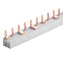 Pettine di Distribuzione Busbar Modulari 3P+N, 12 PIN, Sezione PIN 10mm², Distanza tra PIN 17,8mm, Larghezza PIN 4mm, Altezza PIN 11,5mm, Lunghezza Totale 210mm, 63A IP20