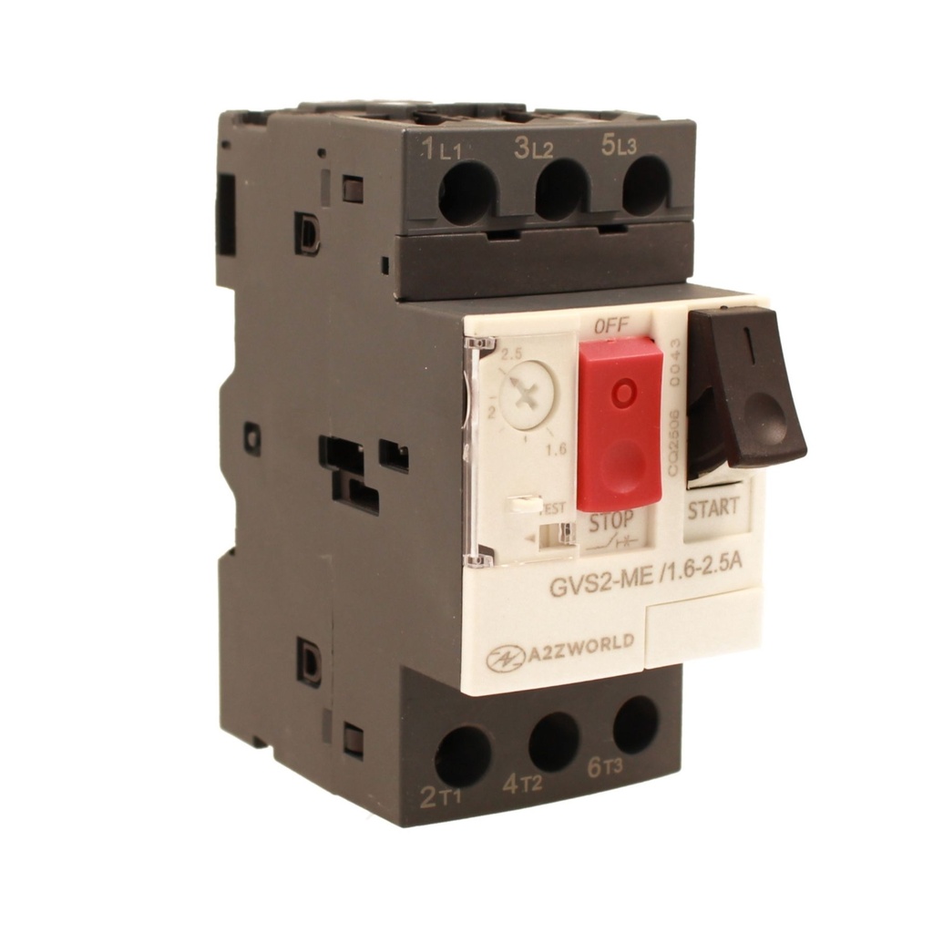 Salvamotore Interruttore Termico di Protezione Motore, 3P 2.5M Regolabile 2.5A 1.6-2.5A 0.75KW AC 590V Monofase e Trifase IP20 IEC60947-2