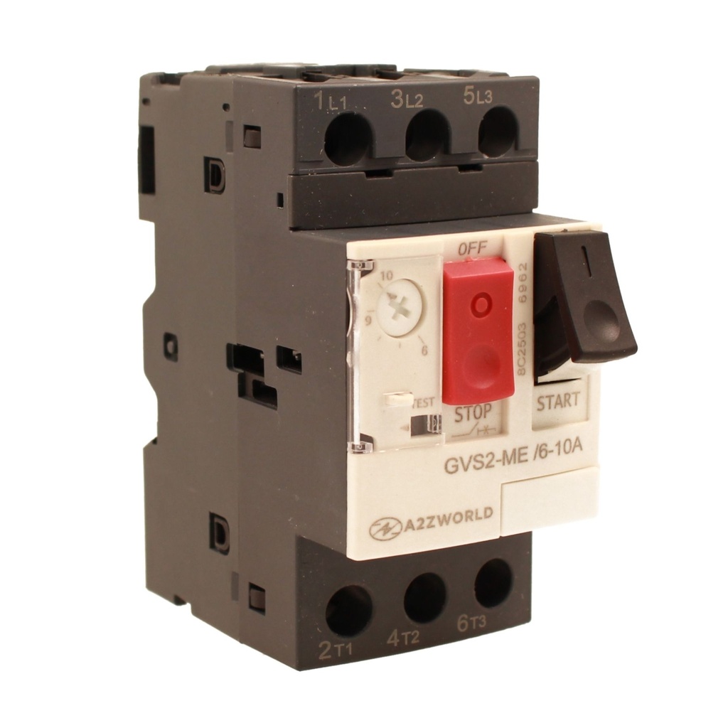 Salvamotore Interruttore Termico di Protezione Motore, 3P 2.5M Regolabile 10A 6-10A 4KW AC 590V Monofase e Trifase IP20 IEC60947-2