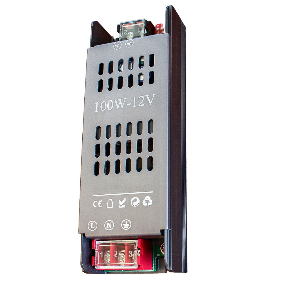 Alimentatore LED 12V DC, trasformatore 220–240V AC IP20 per uso interno, Disponibili 100W 200W