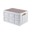 Scatola Portaoggetti Pieghevole da Campeggio, 54x36x29cm, 50l, Copertura in Legno