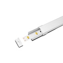 Kit Profilo Alluminio Completo Da 2 Metri Per Striscia Led, Larga Da Incasso, Dimensione 26.7X10mm, Larghezza Interna 17mm, 122g/m, Copertura Opale, Tappi Chiusura e Clip Fissaggio Incluso,BAV23175