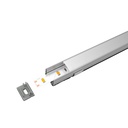 Kit Profilo Alluminio Completo Da 2 Metri Per Striscia Led, Larga e Alta, Dimensione 20X15mm, Larghezza Interna 17mm, 174g/m, Copertura Opale, Tappi Chiusura e Clip Fissaggio Incluso