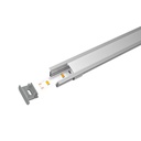 Kit Profilo Alluminio Completo Da 2 Metri Per Striscia Led, Larga e Alta da Incasso, Dimensione 27.2X15mm, Larghezza Interna 17mm, 193g/m, Copertura Opale, Tappi Chiusura e Clip Fissaggio Incluso