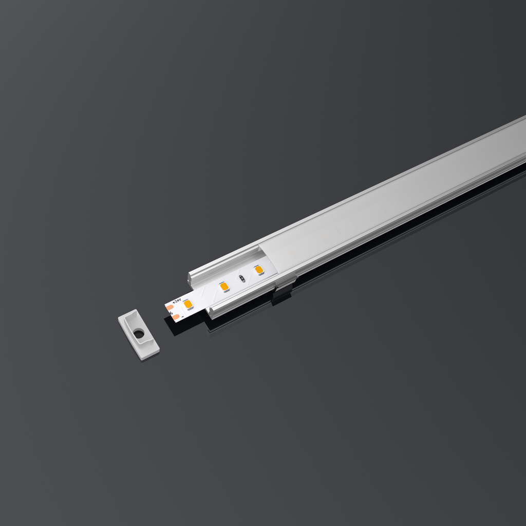 A2ZWORLD Kit Profilo Alluminio Completo Da 2 Metri Per Striscia Led, Standard, Dimensione 17.4*7mm, Larghezza Interna 12.4mm, 115g/m, Copertura Opale, Tappi Chiusura e Clip Fissaggio Incluso,BAV10321,BAV3355,BA1707,BAV3370