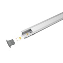Kit Profilo Alluminio Completo Da 2 Metri Per Striscia Led, Alta da Incasso, Dimensione 22X14.27mm, Larghezza Interna 10mm, 114g/m, Copertura Opale, Tappi Chiusura e Clip Fissaggio Incluso, BA1715
