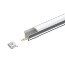 Kit Profilo Alluminio Completo Da 2 Metri Per Striscia Led, Alta Profonda, Dimensione 17.2X14.4mm, Larghezza Interna 12mm, 128g/m, Copertura Opale, Tappi Chiusura e Clip Fissaggio Incluso, BAV3354,BA1715
