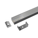 Kit Profilo Alluminio Completo Da 2 Metri Per Striscia Led, Alta, Dimensione 19.3X13mm, Larghezza Interna 15mm, 135g/m, Copertura Opale, Tappi Chiusura e Clip Fissaggio Incluso