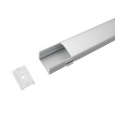 Kit Profilo Alluminio Completo Da 2 Metri Per Striscia Led, Super Larga e Alta, Dimensione 30X20mm, Larghezza Interna 25mm, 234g/m, Copertura Opale, Tappi Chiusura e Clip Fissaggio Incluso,BAV3371