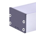 Kit Profilo Alluminio Completo Da 2 Metri Per Striscia Led, Super Larga e Alta, Dimensione 48.5X35mm, Larghezza Interna 44mm, 479g/m, Copertura Opale, Tappi Chiusura e Clip Fissaggio Incluso