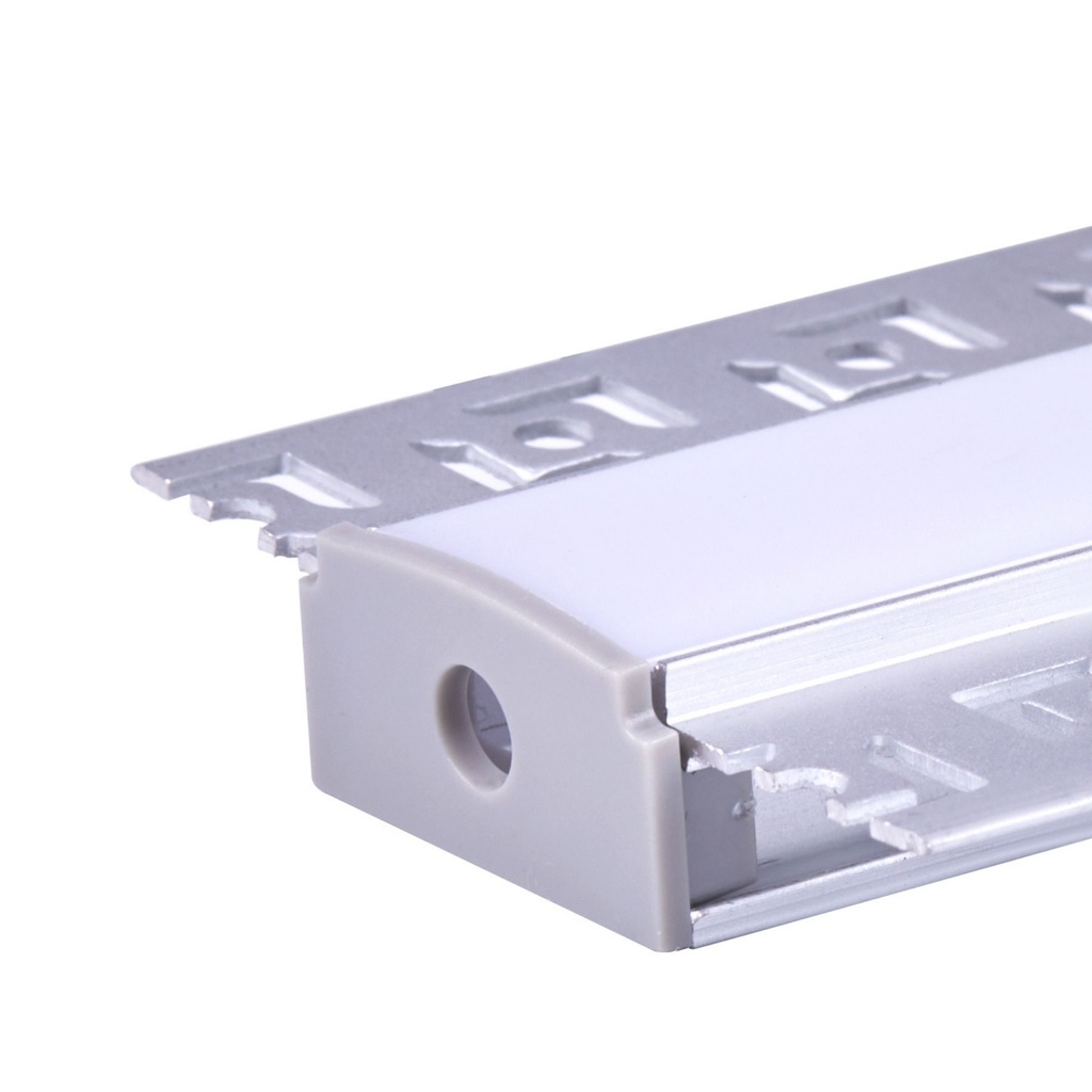 Kit Profilo LED Incasso Cartongesso 2M, Larga da Incasso con Alette a Scomparsa, 64,2x13,8mm, Interno 20mm, Copertura Opaca, Tappi Chiusura e Clip Fissaggio Inclusi BAV3359