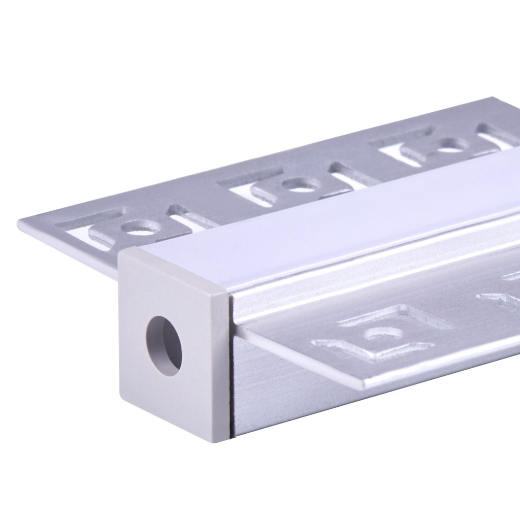 Kit Profilo Alluminio Completo Da 2 Metri Per Striscia Led, Da Incasso Cartongesso Con Alette Scomparsa, Dimensione 55.5X14.9mm, Larghezza Interna 12.9mm, 284g/m, Copertura Opale, Tappi Chiusura e Clip Fissaggio Incluso,BAV23173,BAV3360,BA4435