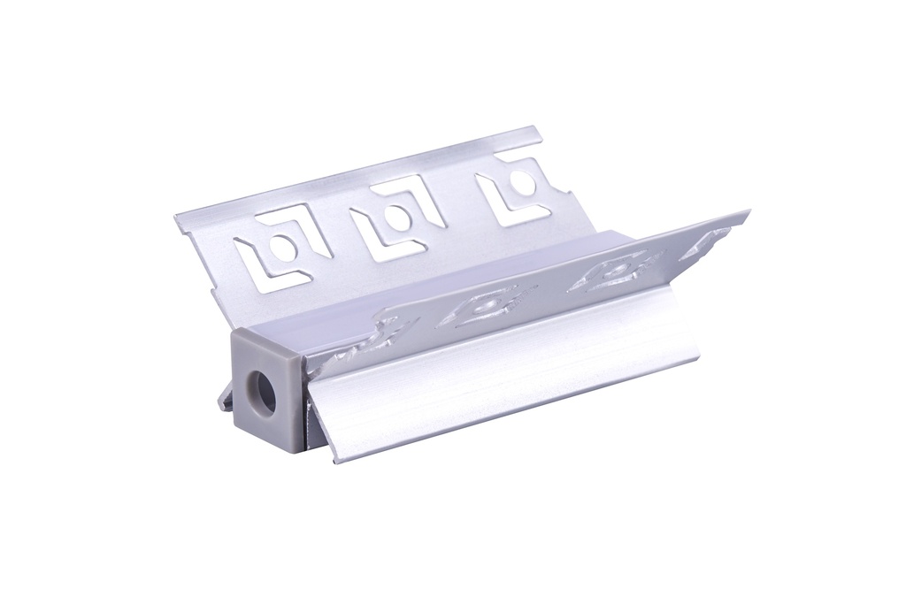 A2ZWORLD Kit Profilo Alluminio Completo Da 2 Metri Per Striscia Led, Angolare Interno Da Incasso Con Alette Scomparsa,  Dimensione 46.27*23.2mm, Larghezza Interna 10mm, 279g/m, Copertura Opale, Tappi Chiusura e Clip Fissaggio Incluso,BAV3362