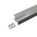 Kit Profilo Alluminio Completo Da 2 Metri Per Striscia Led, Doppio Esposizione Per Mensola, Dimensione 28.7X20.2mm, Larghezza Interna 10mm, 202g/m, Copertura Opale, Tappi Chiusura e Clip Fissaggio Incluso