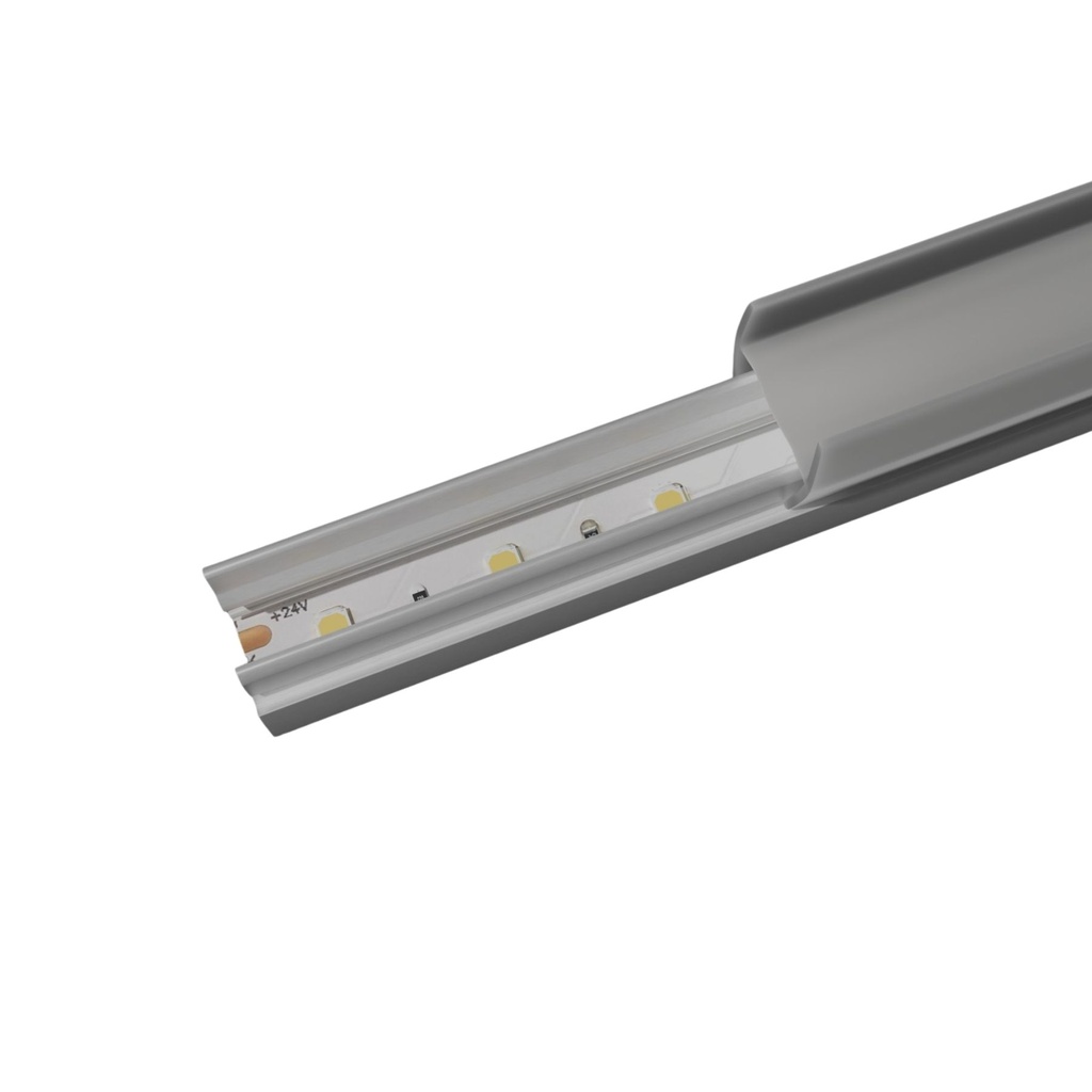 Kit Profilo Alluminio Completo Da 2 Metri Per Striscia Led, Slim, Dimensione 10.9X11.2mm, Larghezza Interna 5mm, 95g/m, Copertura Opale, Tappi Chiusura e Clip Fissaggio Incluso