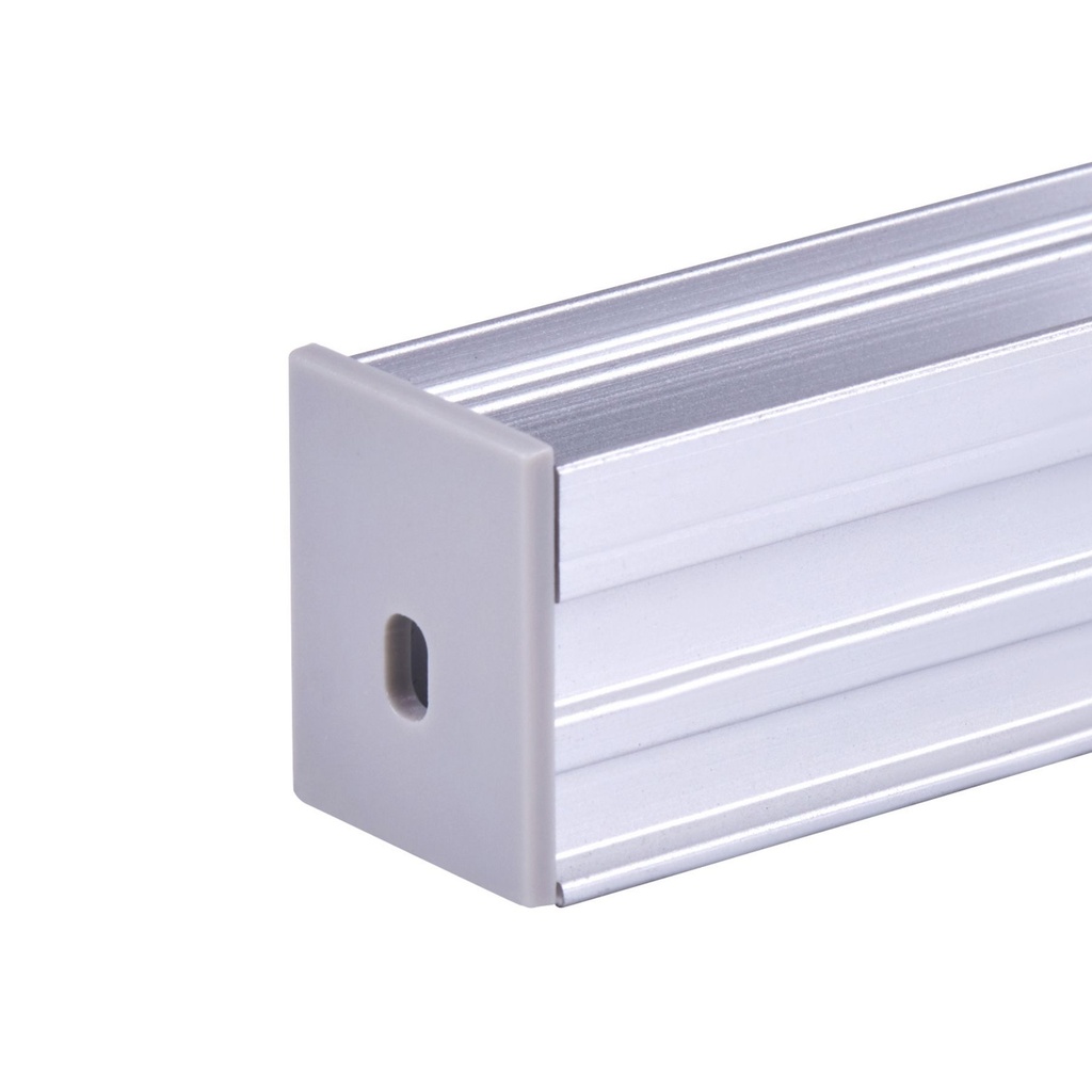 Kit Profilo Alluminio Completo Da 2 Metri Per Striscia Led, Larga e Alta Da Incasso, Dimensione 21.3X25.6mm, Larghezza Interna 12mm, 317g/m, Copertura Opale, Tappi Chiusura e Clip Fissaggio Incluso