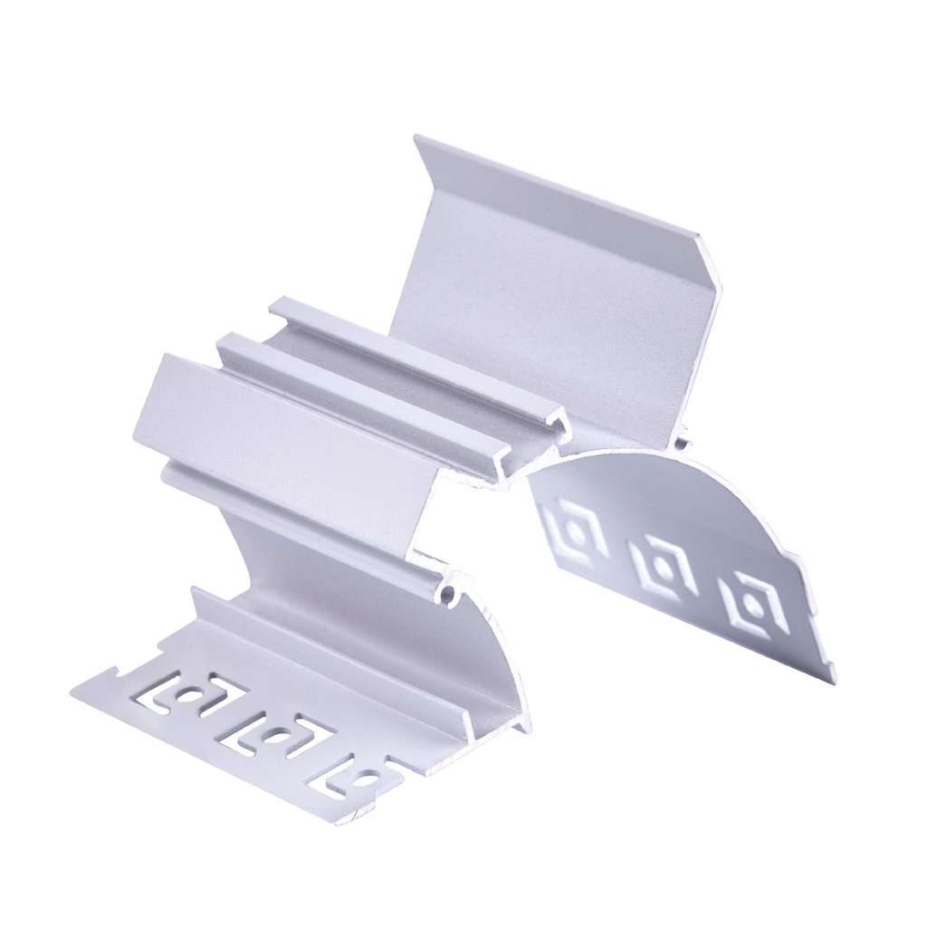 Kit Profilo Alluminio Completo Da 2 Metri Per Striscia Led, Da Cartongesso Illuminazione Indiritta, Dimensione 77.9X70.3mm, Larghezza Interna 10.5mm, 675g/m, Copertura Opale, Tappi Chiusura e Clip Fissaggio Incluso