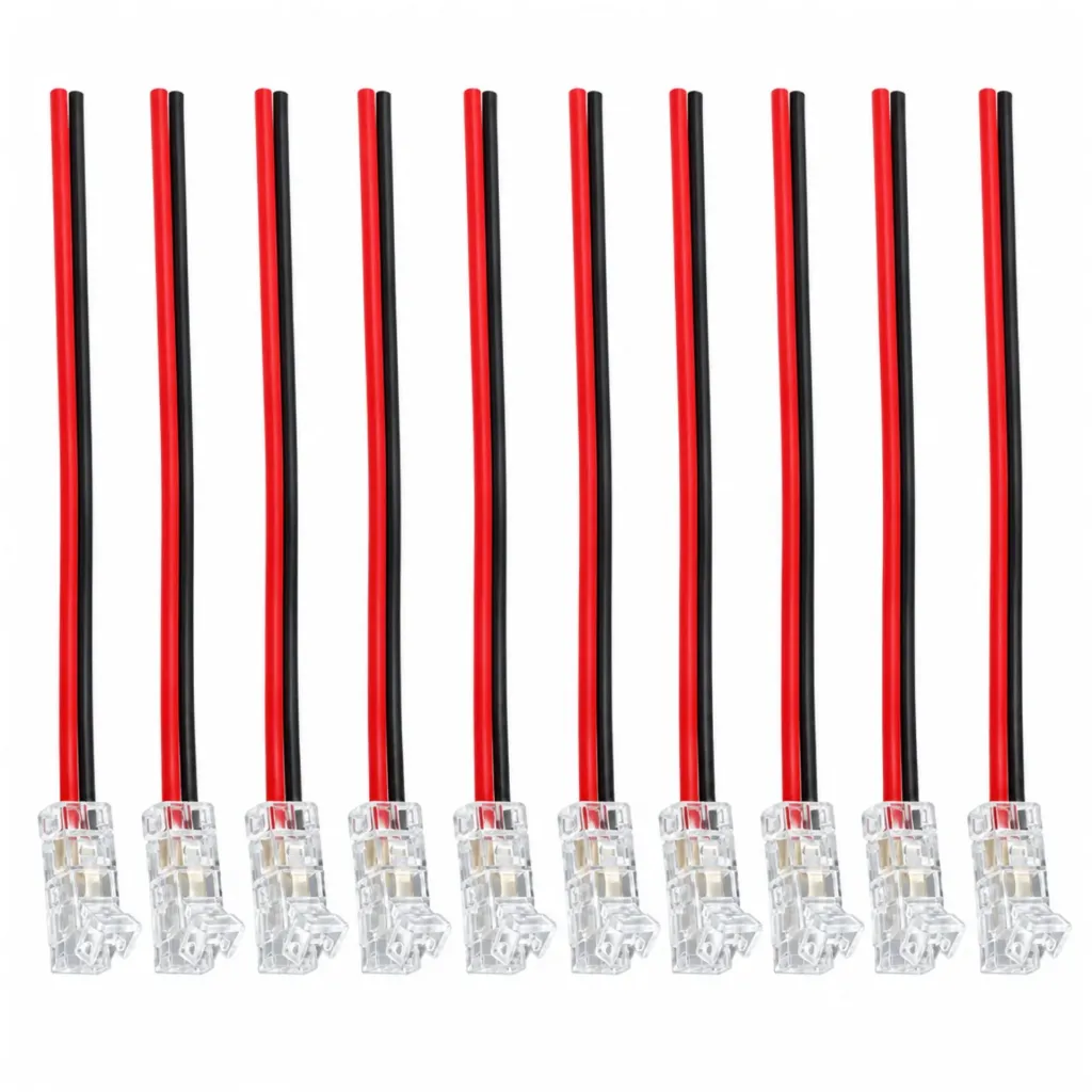 10 Pezzi Connettore Trasparente 5mm 2 PIN con Cavo per Strisce LED SMD COB, Collegamento Senza Saldatura