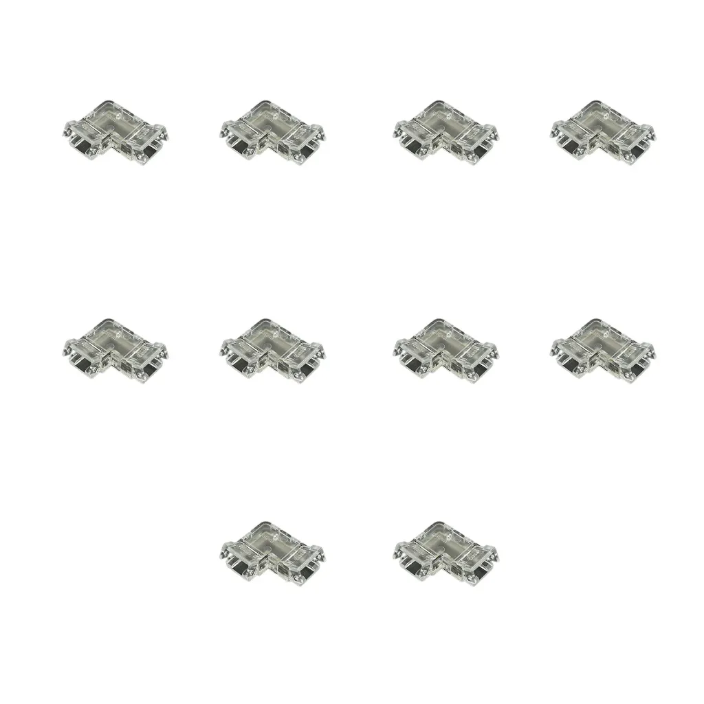 10 Pezzi Connettore Trasparente Invisibile 5mm Angolare 90° 2 PIN Per Unire In Angolo 2 Striscie Led Smd COB con Passo da 5mm Senza Saldare