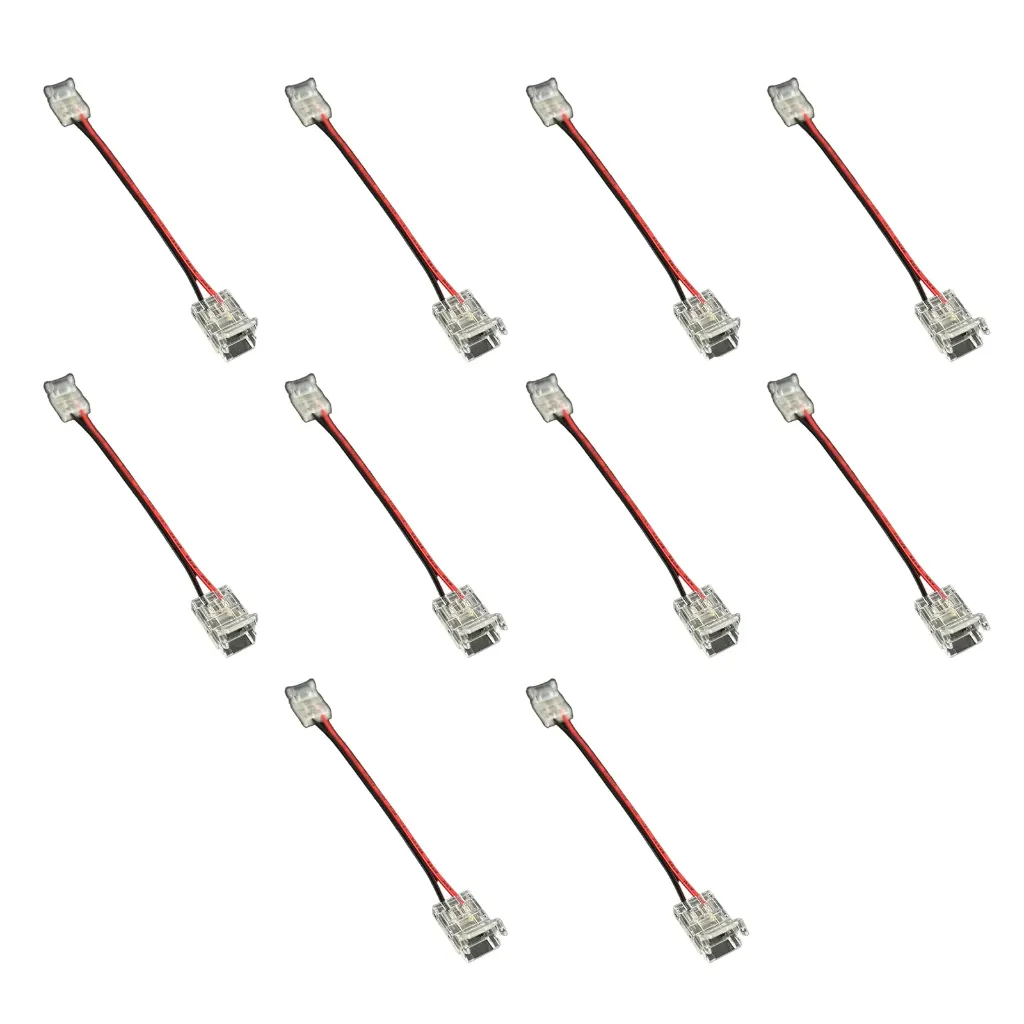 10 Pezzi Connettore Trasparente Invisibile 5mm 2 PIN Per Collegare 2 Striscie Led Smd COB con Passo da 5mm Senza Saldare