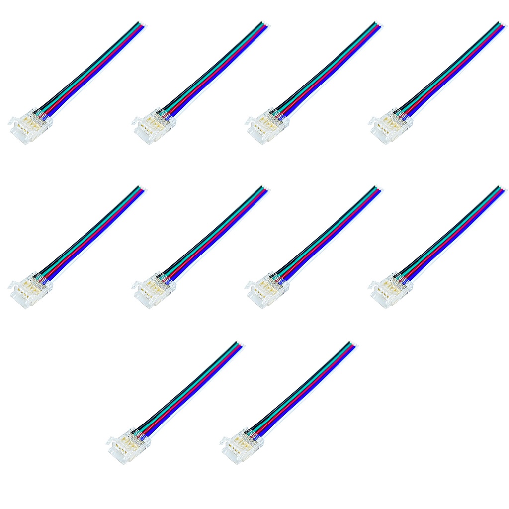 10 Pezzi Connettore Trasparente Invisibile 10mm RGB 4 PIN Per Chiudere 2 Striscie Led Smd COB RGB con Passo da 10mm Senza Saldare