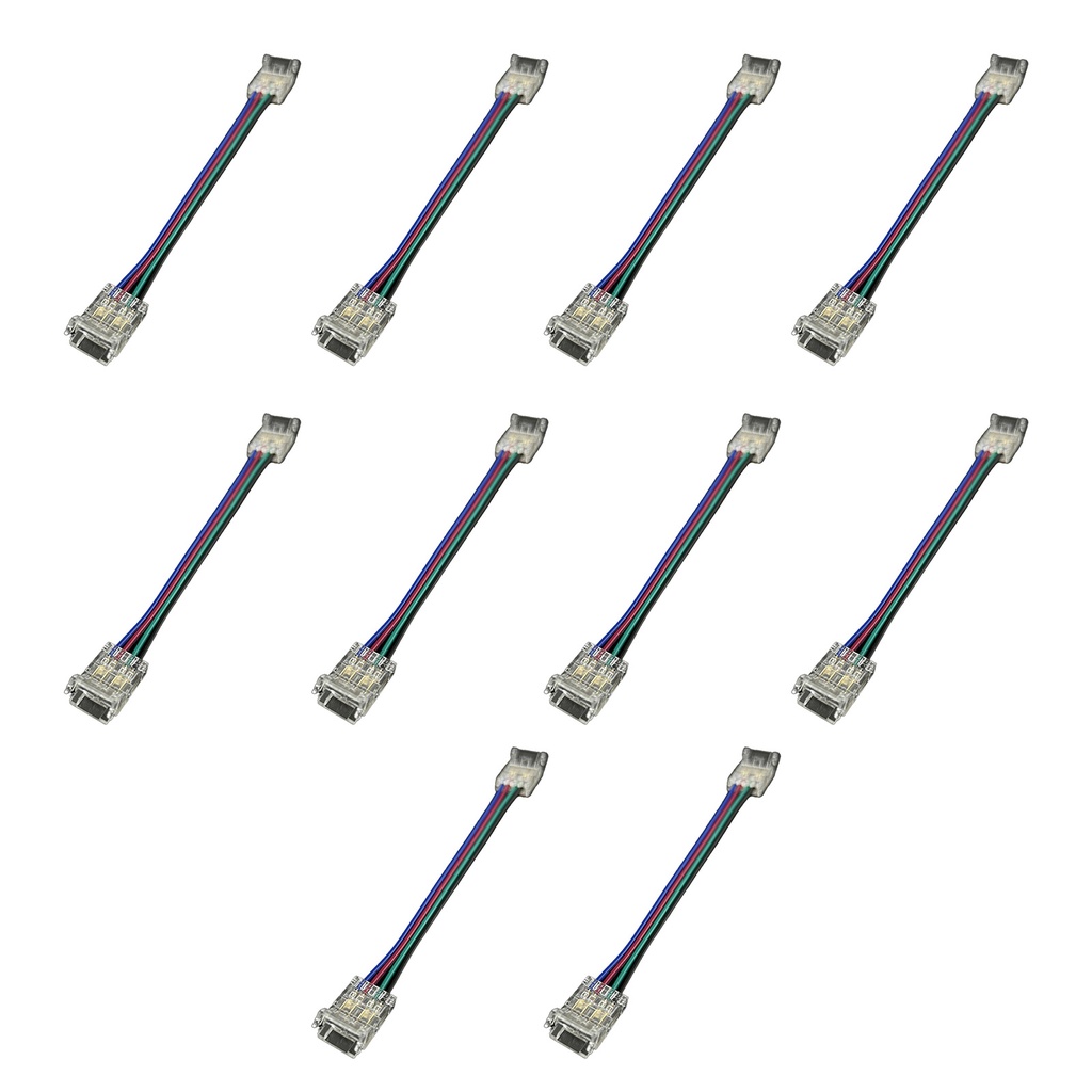 10 Pezzi Connettore Trasparente Invisibile 10mm RGB 4 PIN Per Collegare 2 Striscie Led Smd COB RGB con Passo da 10mm Senza Saldare