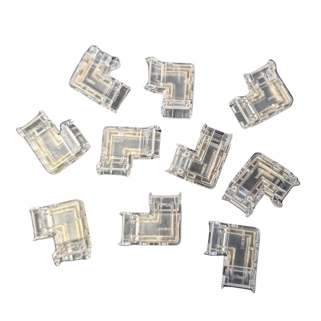 10 Pezzi Connettore Trasparente 10mm RGB Angolare 90° 2 PIN per Unire 2 Strisce LED