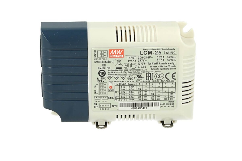 Led Driver CC MW MEAN WELL LCM-25 Dimmerabile 0-10V 10V PWM Corrente Costante Modulare 350/500/600/700/900/1050mA