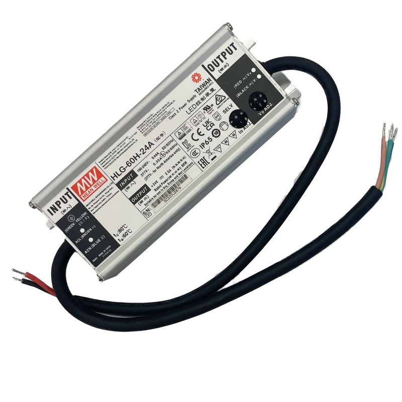 MW MEAN WELL HLG-60H-24A Alimentatore Led Driver CV CC IP67 60W 24V 2,5A Input 220V e 110V