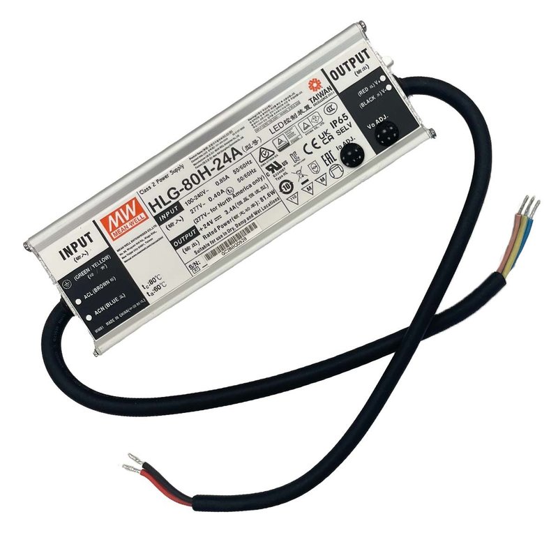MW MEAN WELL HLG-80H-24A Alimentatore Led Driver CV CC IP67 80W 24V 3,4A Input 220V e 110V